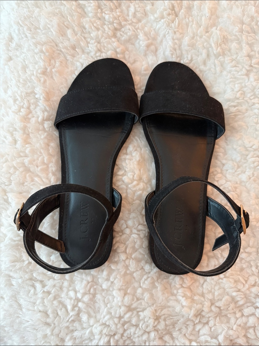 J. Crew Black Sueded Ankle Strap Sandals